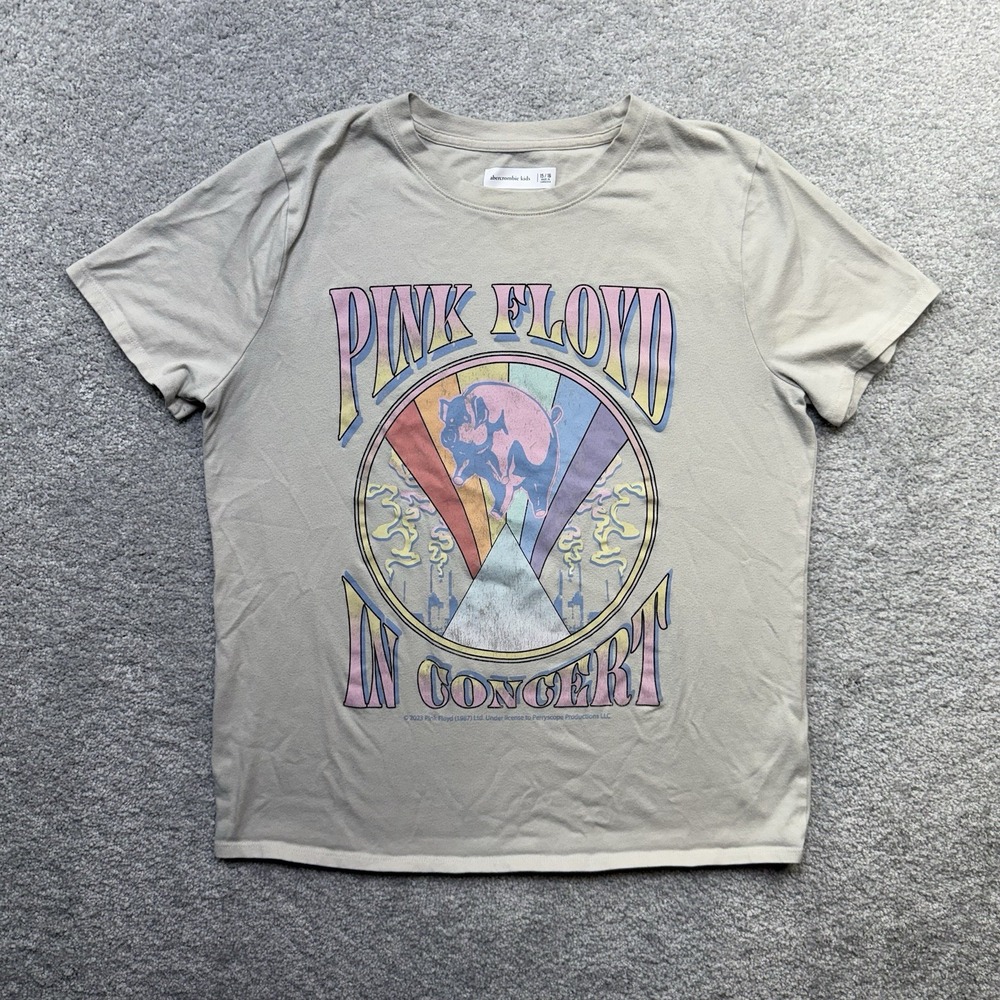 Abercrombie Kids Pink Floyd In Concert Graphic T Shirt Girls 15/16 Cream Band